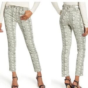 Adriano Goldschmied High-Rise Straight Snake Print Cropped Jeans Size 30